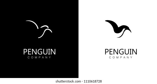 Penguin logo template. Penguin flat logo isolated on white ackground.
