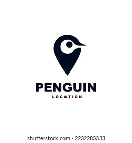Penguin logo template with pin concept.