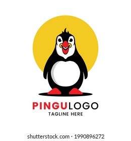 Penguin logo template, vector icon on white background