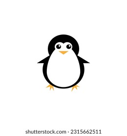 Penguin logo template, Vector Illustration Of Flat Polar Bird Isolated On Clean Background. 