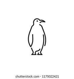 penguin logo vector icon line outline monoline illustration