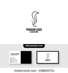 Penguin Logo Vector Template, Free Business Card Mockup