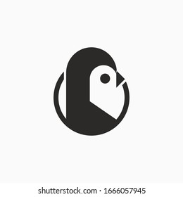 Penguin logo for web design. Black and white.