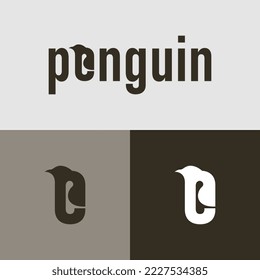 penguin logotype, with penguin icon in letter e