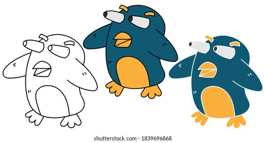 Penguin Looking Surprised hand drawn design vector