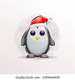 penguin with love mascot cartoon design vector