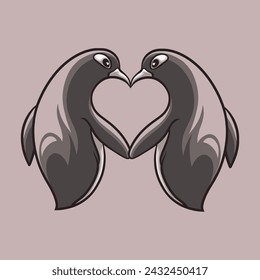 Penguin Love mascot great illustration for your branding business
