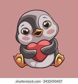 Penguin Love mascot great illustration for your branding business
