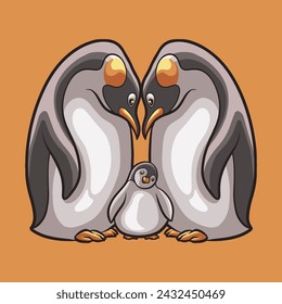 Penguin Love mascot great illustration for your branding business
