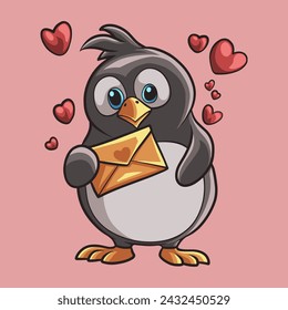 Penguin Love mascot great illustration for your branding business
