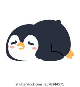 Penguin lying down peacefully  cartoon