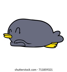 penguin lying on belly