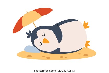 Pingüino Bajo El Vector De Paraguas Ilustración