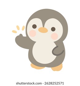 Pinguim fazendo desenho animado com gesto polegar para cima