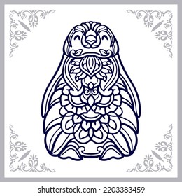 Penguin mandala arts isolated on white background