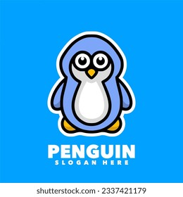 Penguin mascot cartoon design template
