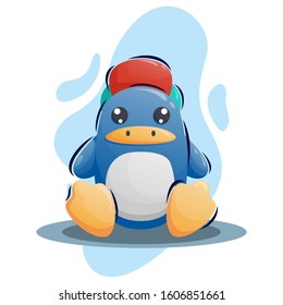 PENGUIN MASCOT CARTOON DESIGN VECTOR