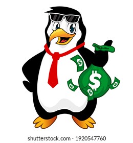 penguin mascot cartoon in vector