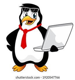 penguin mascot cartoon in vector