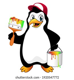 penguin mascot cartoon in vector