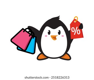 penguin mascot character design vector