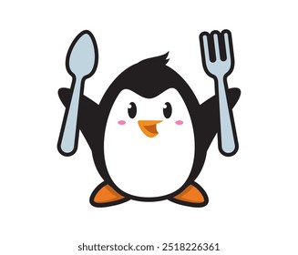 Vector de diseño de personaje de mascota de pingüino