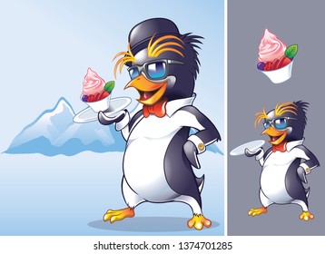 Penguin Mascot design for ice cream/yogurt shop.