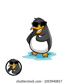penguin mascot illustration with sunglasses