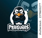 penguin mascot logo design vector with modern illustration concept style for badge, emblem and tshirt printing. angry penguins illustration.