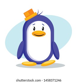 Penguin Mascot For Social E-Commerce. Vector Illustration Isolated On White Background