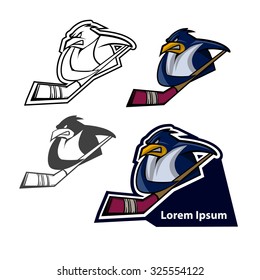 penguin mascot, sport team logo, hockey team emblem idea