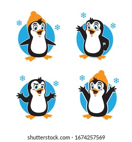 diseño de caracteres de pegatina de mascota pingüino