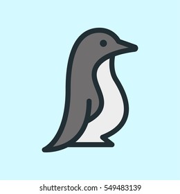 Penguin Minimalistic Colorful Flat Line Outline Stroke Icon Pictogram Symbol