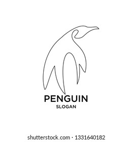 penguin mono line outline logo icon designs vector illustration silhouette