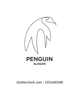 penguin mono line outline logo icon designs vector illustration silhouette