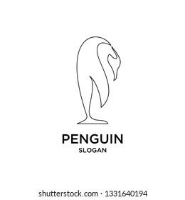 penguin mono line outline logo icon designs vector illustration silhouette