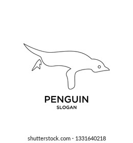 penguin mono line outline logo icon designs vector illustration silhouette
