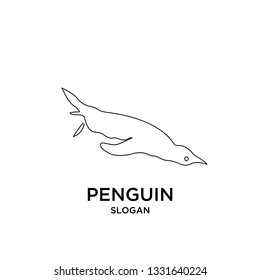penguin mono line outline logo icon designs vector illustration silhouette