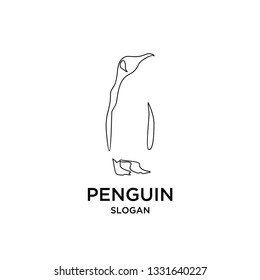 penguin mono line outline logo icon designs vector illustration silhouette