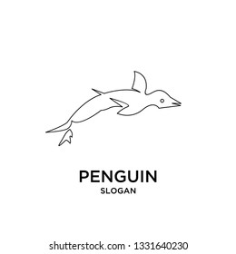penguin mono line outline logo icon designs vector illustration silhouette