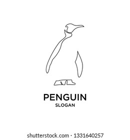 penguin mono line outline logo icon designs vector illustration silhouette