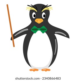 Penguin music conductor icon cartoon vector. Ice baby. Animal happy