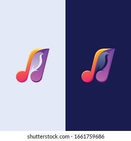 Penguin Music Note Premium Logo Vector