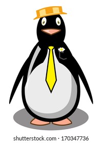 Penguin with necktie and hat