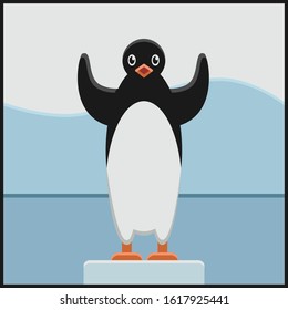 Penguin needs help at global warming, vector