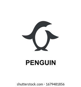 penguin negative space logo icon design vector illustration