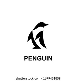 penguin negative space logo icon design vector illustration