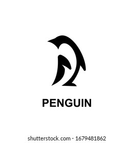 penguin negative space logo icon design vector illustration