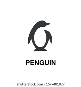 ícono de logo de espacio negativo pingüino ilustración vectorial