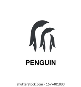 penguin negative space logo icon design vector illustration